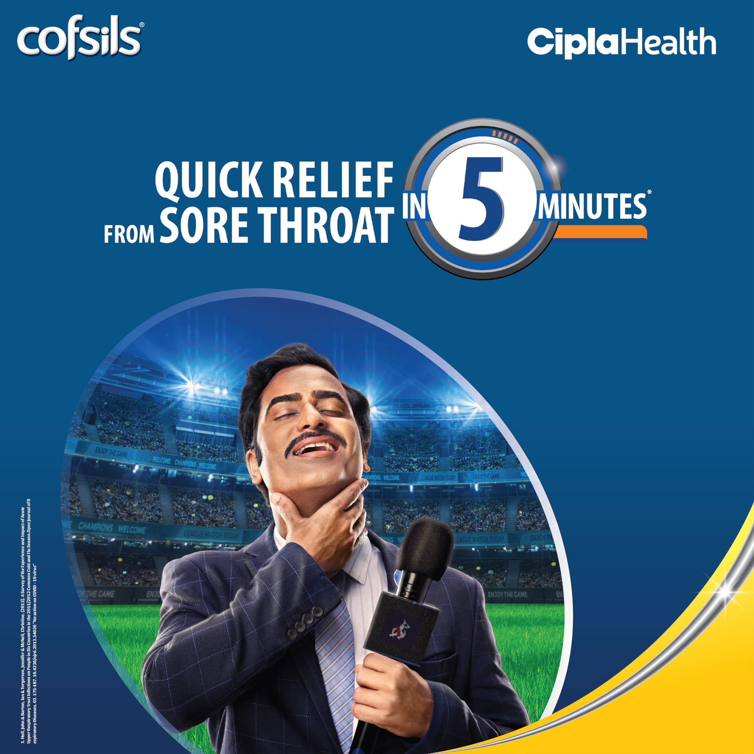 Cipla Cipla Cofsils Lozenges (200 Lozenges) | Lemon Honey Flavour | Quick Relief from Sore Throat, Itchy Throat and Scratchy Throat (10 x 20 Strips)