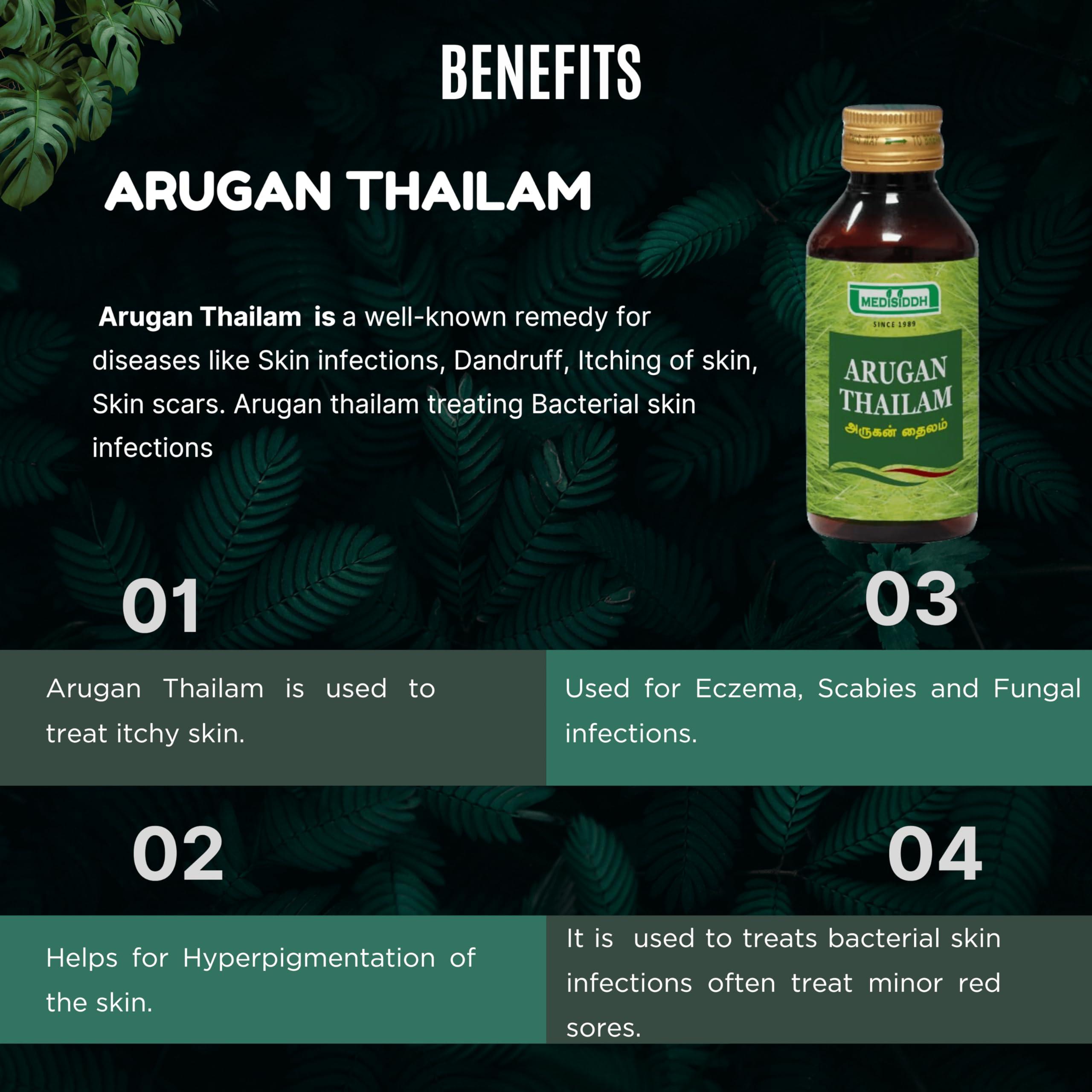 MEDISIDDH Medisiddh Arugan Thailam 100 Ml | Eczema | Scabies | Fungal infections | Dandruff | Stings and Bites