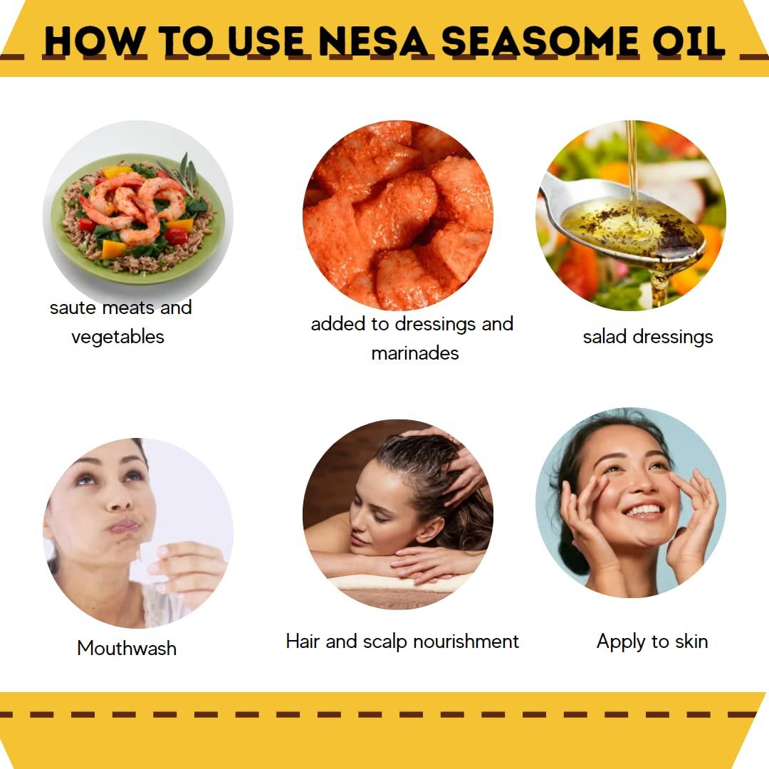 NESA Nesa Sesame Oil Cold Pressed/ Gingelly Oil - Wood Pressed - Sesame Oil for Cooking 1l