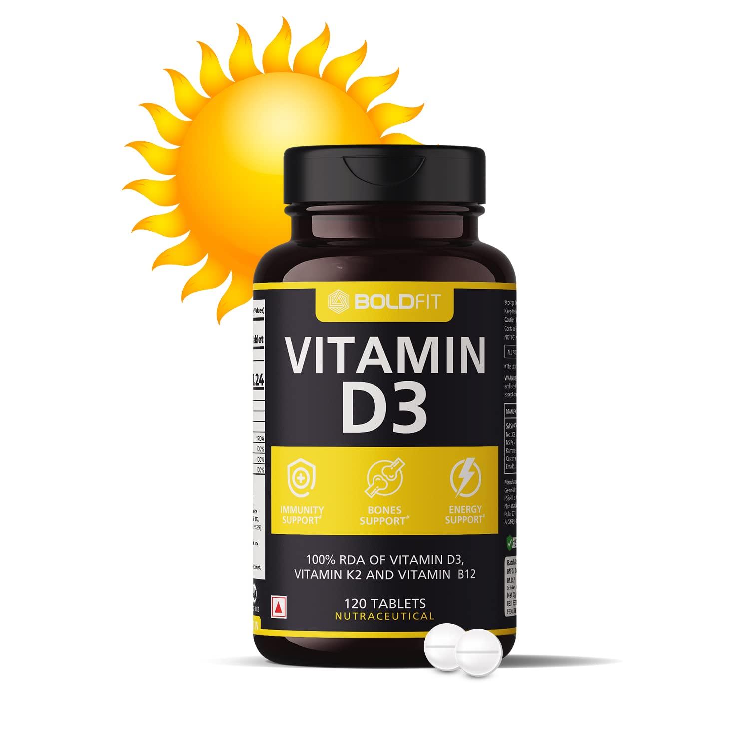 Boldfit Boldfit Magnesium 340 Mg Supplement - 60 Vegetarian Tablets & Boldfit Vitamin D3-120 Tablets, White