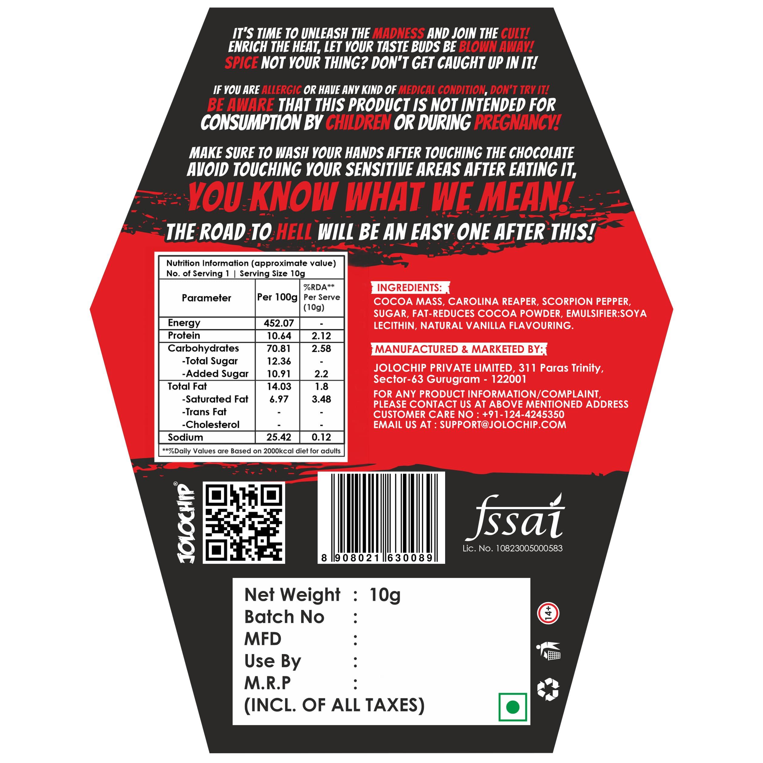 JOLOCHIP JOLOCHIP Deadly Combo  Includes Last Chip Challenge (5g) & Hottest Chocolate Challenge (10g)  Extreme Heat Duo with Carolina Reaper, Scorpion Pepper, and Ghost Pepper