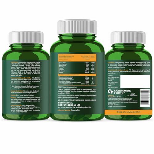 Carbamide Forte Carbamide Forte Glucosamine Tablets - Joint Support Supplement with Collagen & Glucosamine Chondroitin MSM | Joint Cartilage Support & Muscle Health | Joint Pain Tablets - 90 Tablets