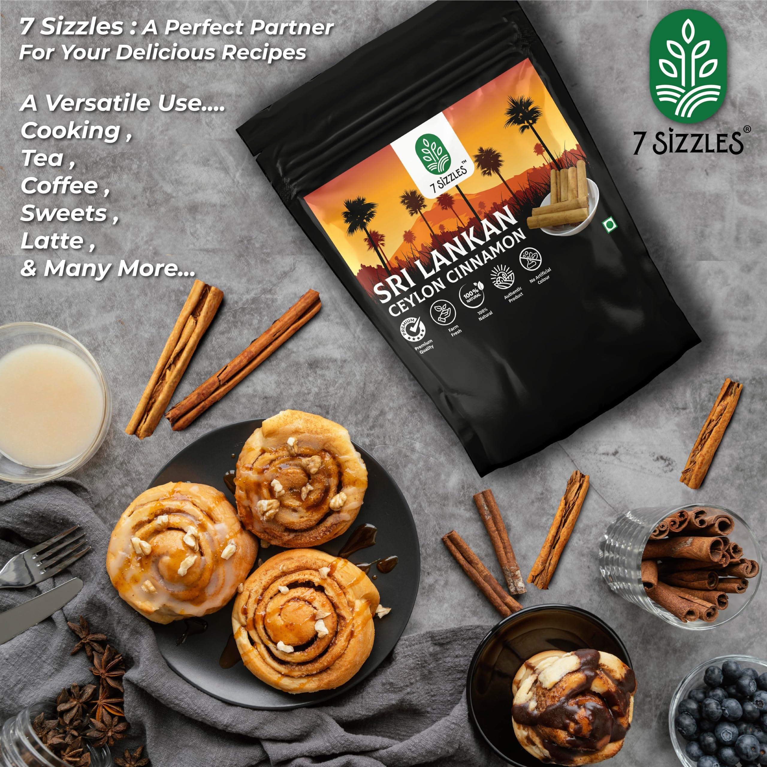 7 Sizzles 7 Sizzles SriLankan Ceylon Cinnamon Stick/Dalchini Sticks/Fresh True Cinnamon Quills (Cinnamomum verum) (2x250 Gm) (500 Gm)