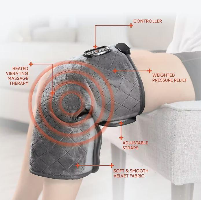 AWOKZA AWOKZA Knee Wraps Massaging Heated Knee Brace Wrap, Therapeutic Electric Heating Pad,Heat & Massage 2 Heat & 5 Message Settings for 10 Relaxing Combinations Massager for Muscles Pain Relief