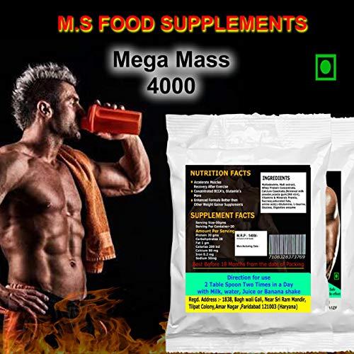 M.S. Food Supplements M.S.Food Supplements Mega Mass 4000 Powder weight gainer 1kg Litchi10