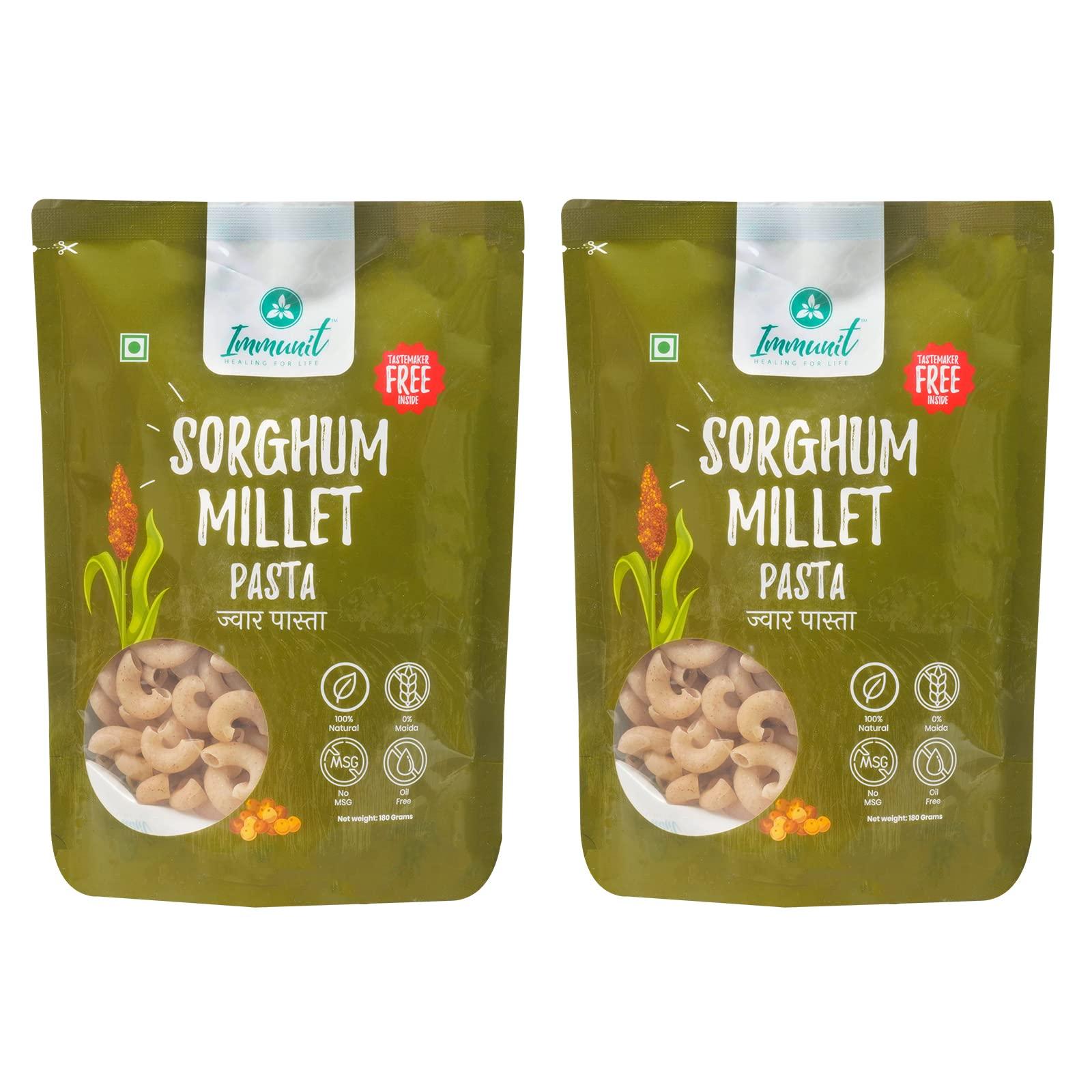 Immunit Immunit No Maida Jowar (Sorghum Millet) Pasta | Vegan, Not Fried, No MSG, No Preservatives | 180 Grams