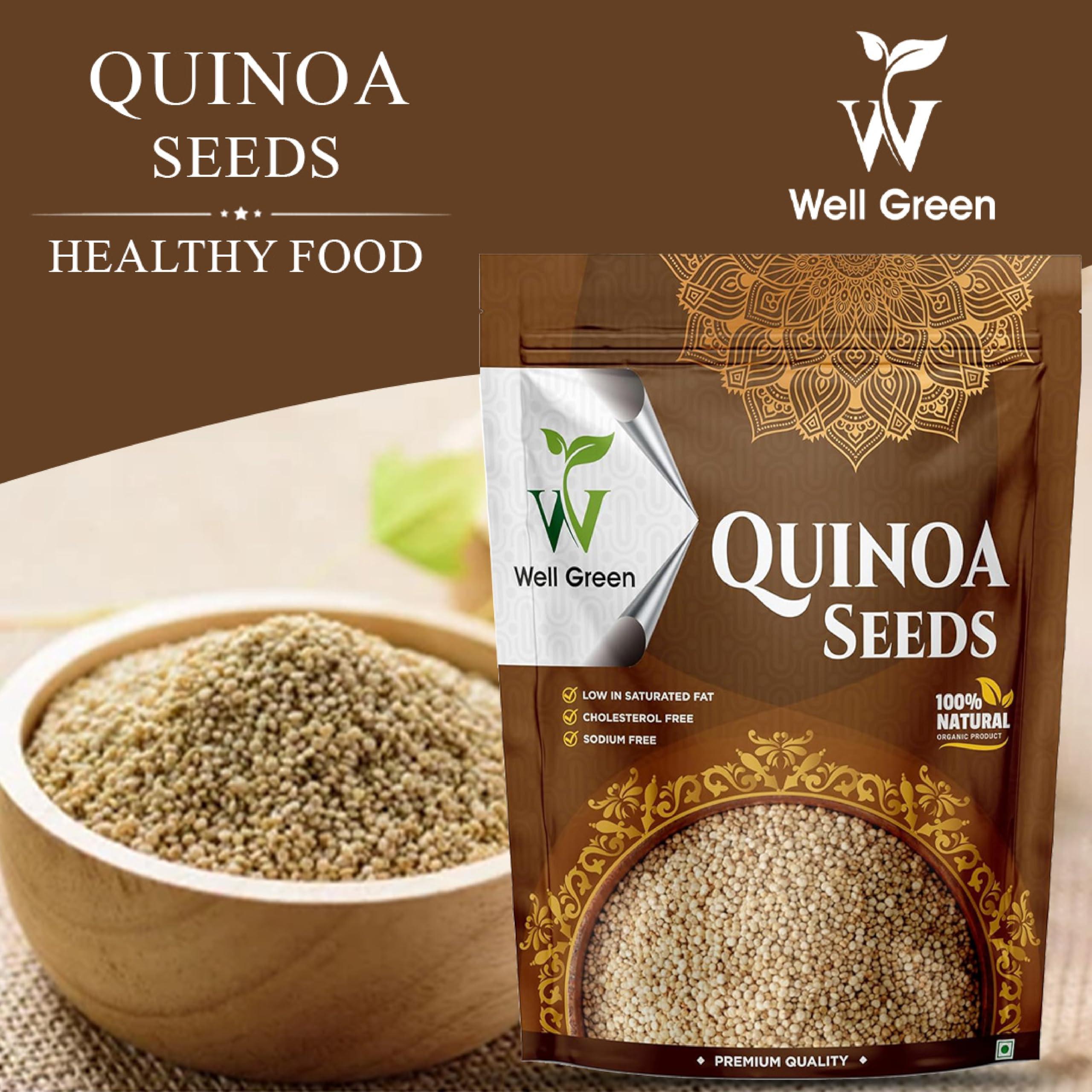 WELL GREEN WELL GREEN Quinoa Seed 5kg | High Protein & Fiber | Certified Gluten Free | Rich in Antioxidants, Protein, Fiber and Calcium | Pack of 5 | 1KG - Each, Quinoa Seed 5kg