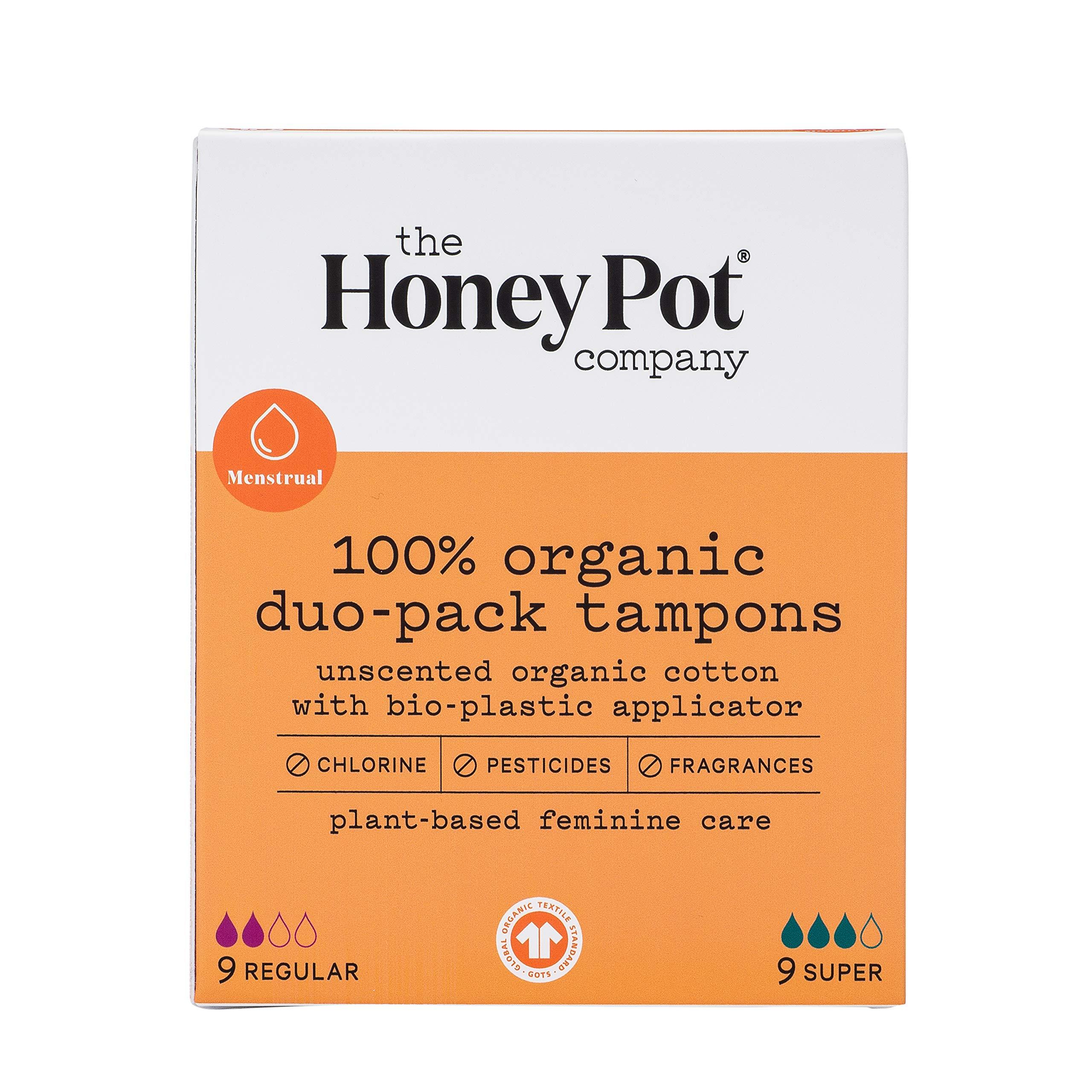 The Honey Pot The Honey Pot 100% Organic Duo-Pack Regular-Super Tampons 18 Count - unscented Organic Cotton with bio-Plastic applicator