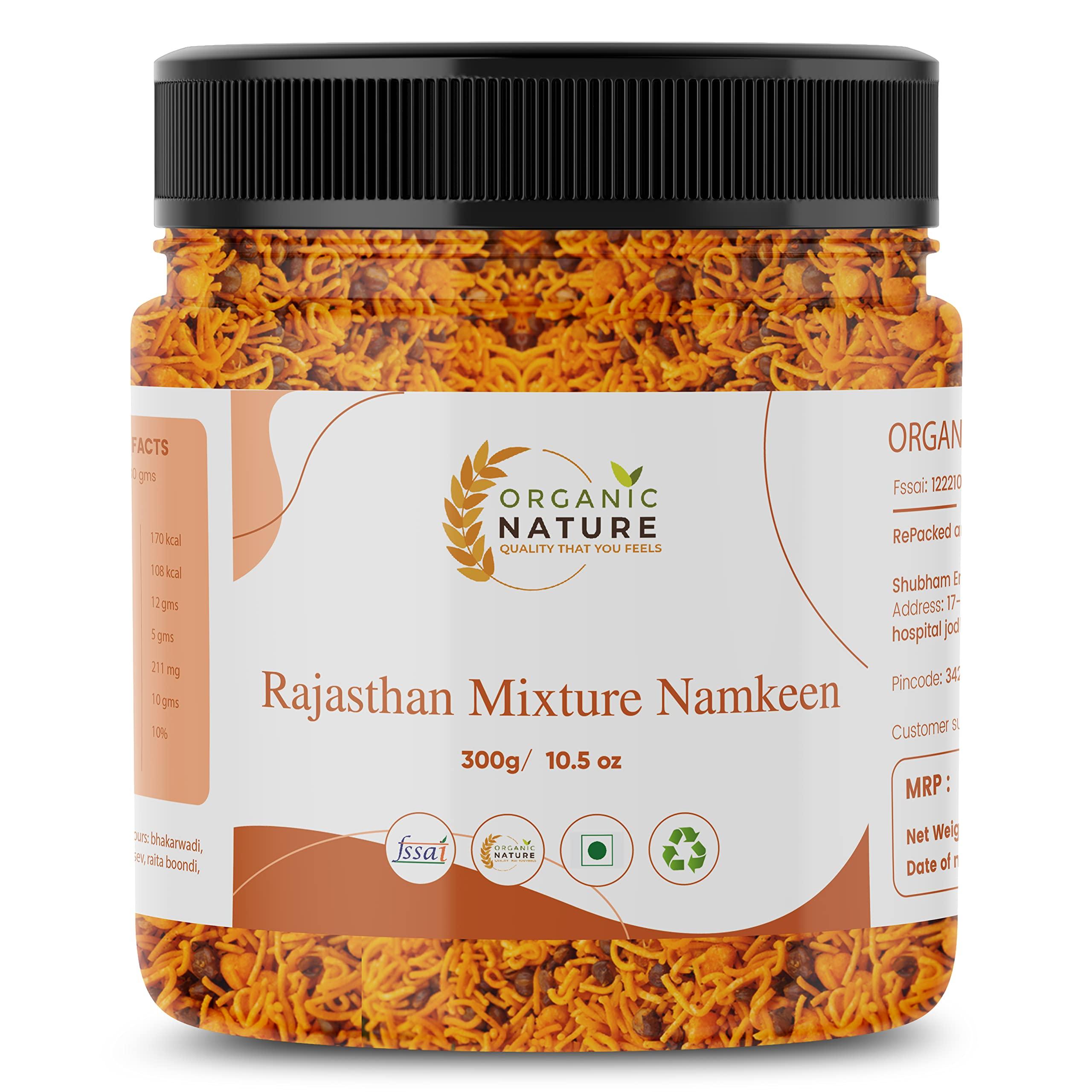 ORGANIC NATURE ORGANIC NATURE Rajasthani Mixture Namkeen Pack of 1 of 200 Grams Homemade and Ready to Eat, Spicy Namkeen (Delicious Normal Spicy) [Jar Pack]