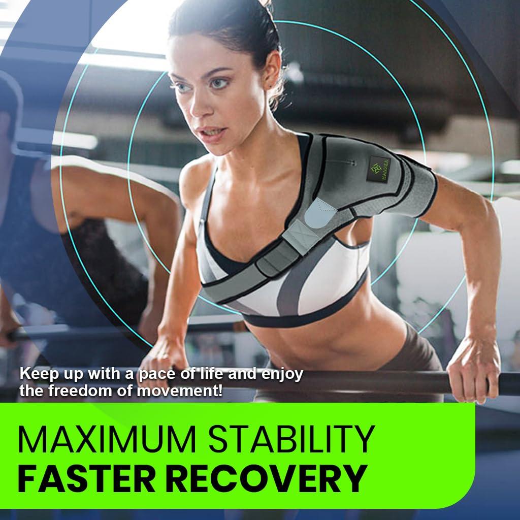 Hannea HANNEA Shoulder Brace for Women And Men, Shoulder Compression Sleeve for Torn Rotator Cuff, AC Joint Pain Relief, Dislocated Sholder, Adjustable Fits Left and Right Arm