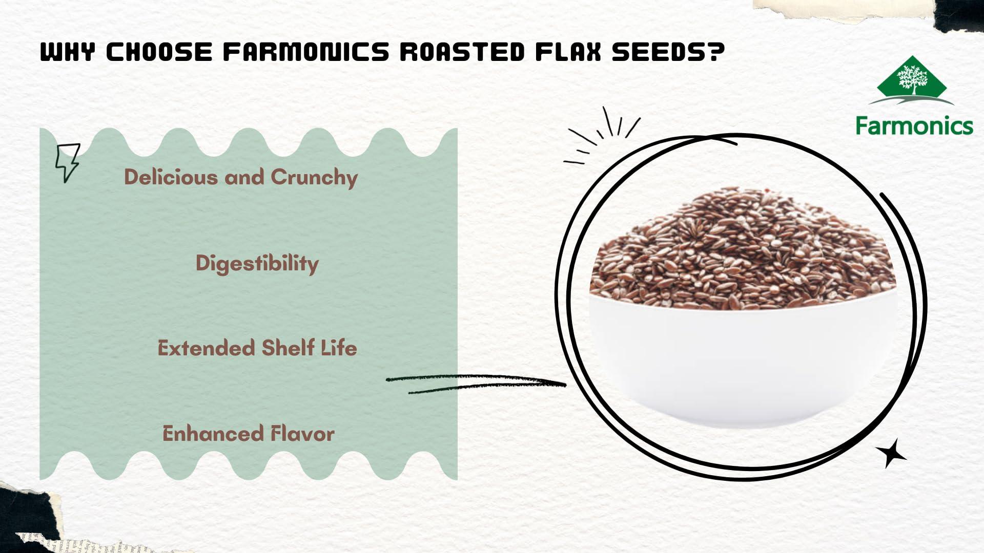 Farmonics Farmonics Roasted Flax seeds (Alsi) | Roasted & Salted Alsi - 1 Kg | Flax Seeds for Hair Growth | Alsi Seeds| Flax Seeds for Eating | Diet Snacks | High in Fibre | Edible Seeds