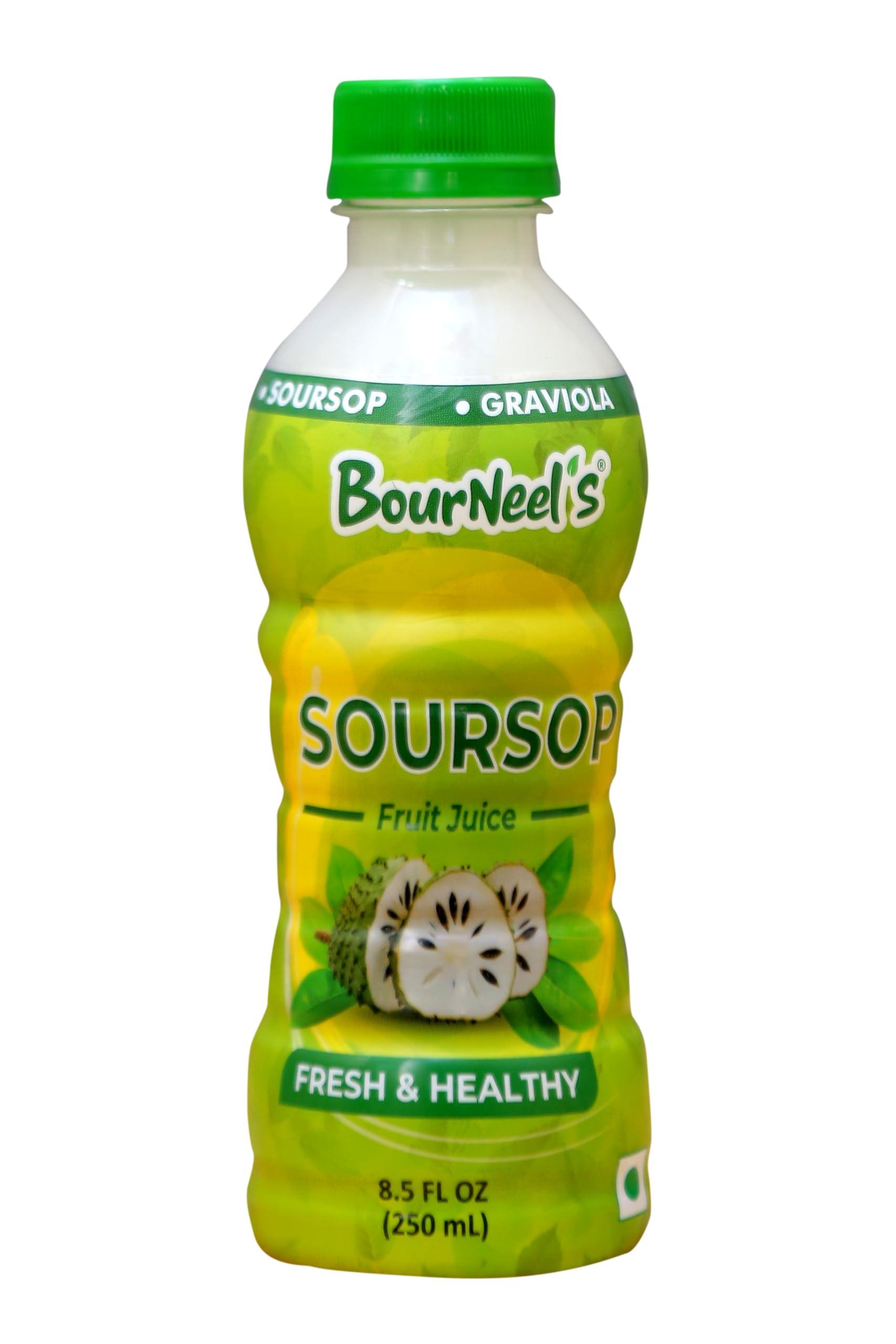 BourNeel's BourNeel\'s Soursop Pack of 2 (2 Soursop Fruit Juice 250ml + 1 Soursop Leaves & Stems Powder 100gm) | Immunity & Energy Booster | Fresh Organic Natural & Real Healthy Graviola Laxman Phal Pulpy Juice Drink |Soursop Kadha Tea | High Vitamin C |