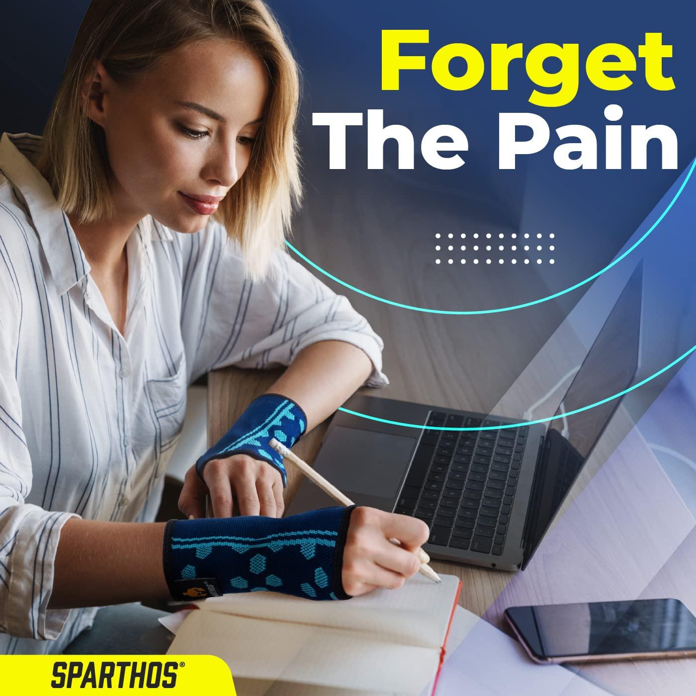 Sparthos Sparthos Wrist Support Sleeves (Pair) - Medical Compression for Carpal Tunnel and Wrist Pain Relief - Wrist Brace for Men and Women (X-Large, Cobalt Blue)