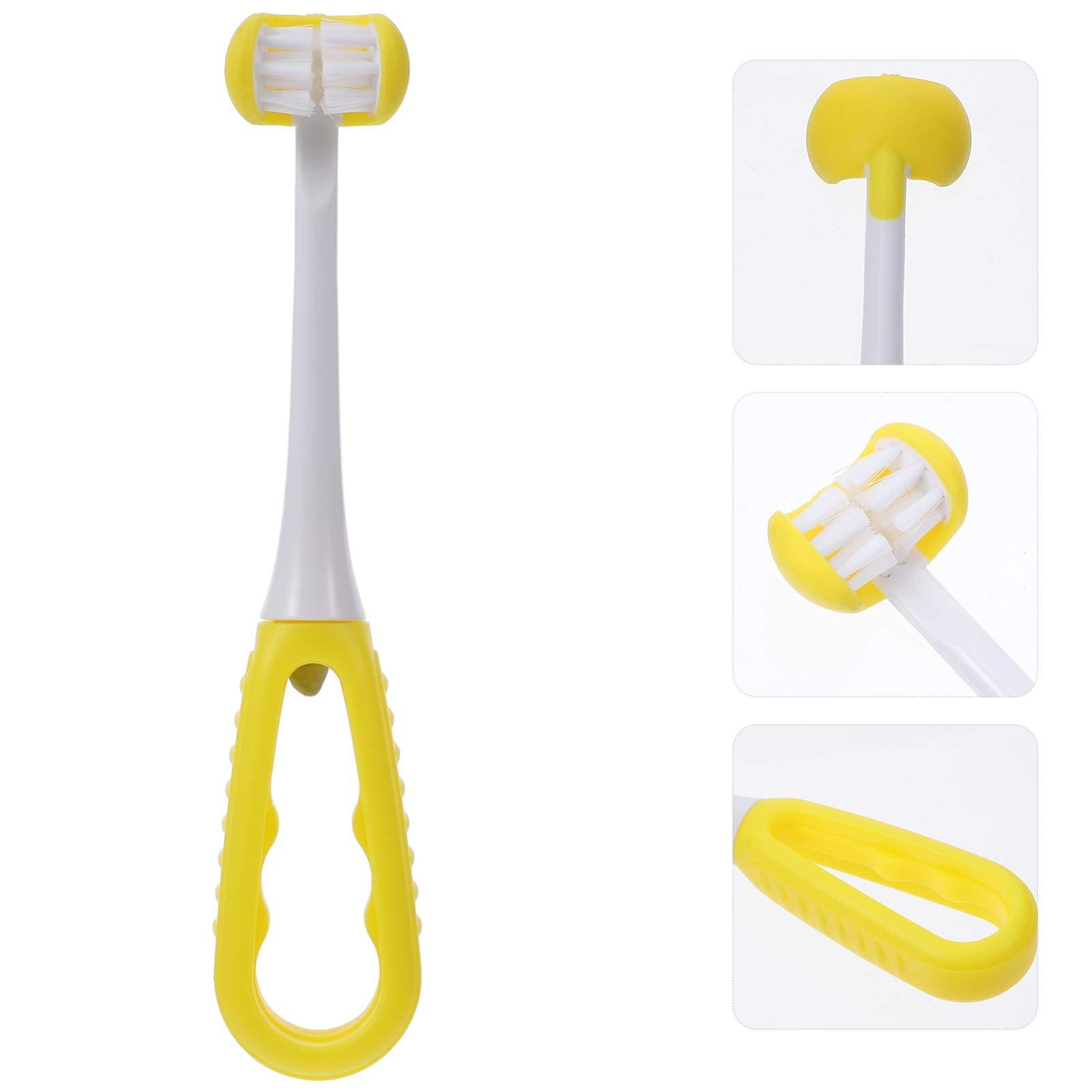 KTMGlobal KTM 3 Sided Autism Toothbrush Kids Toothbrush Soft Bristle Toothbrush Toddler Toothbrushes Yellow