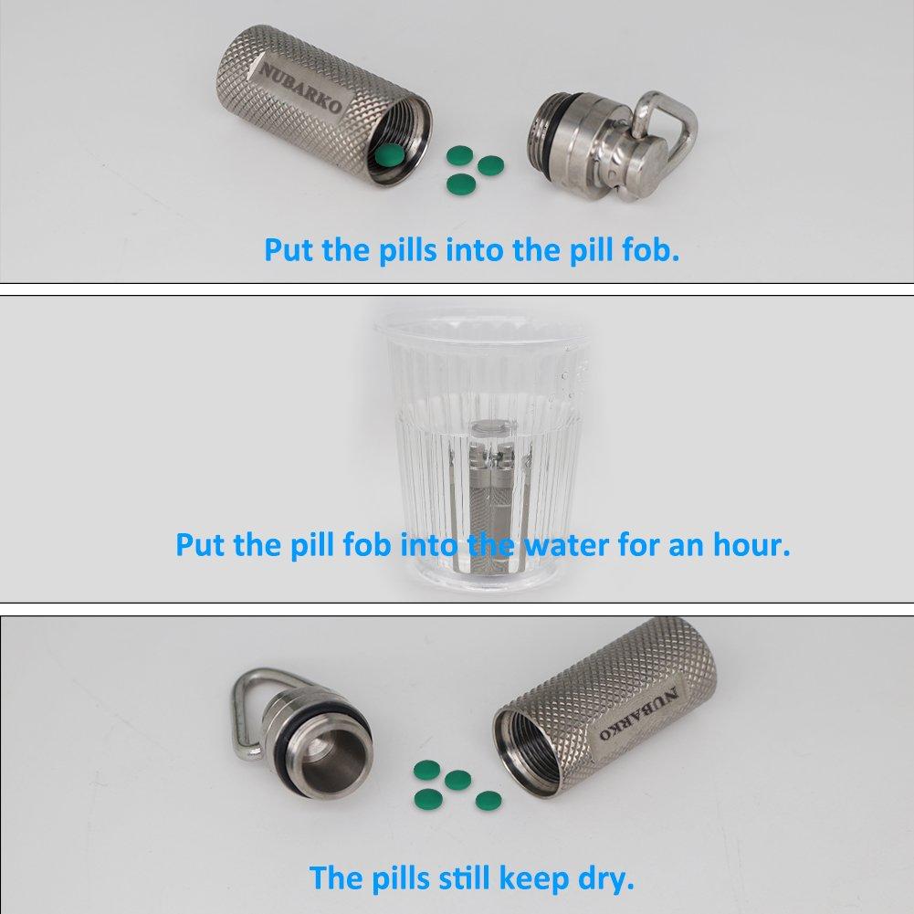 NUBARKO NUBARKO Mini Pill Fob, Titanium Keychain Pill Holder, Emergency Aspirin & Nitroglycerin Pill Holder for Men and Women, Waterproof, Light Weight and Non Allergenic