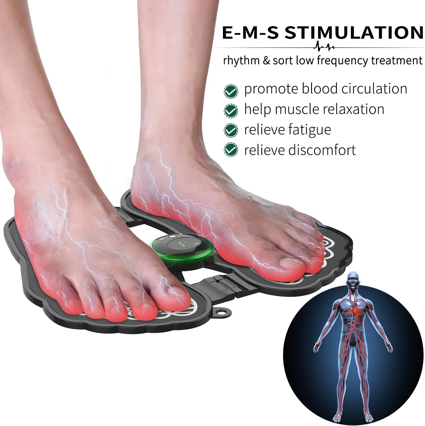 ONESTA Onesta EMS Foot Massager Mat for Neuropathy - Foot Massager for Pain Plantar Relief, Improve Circulation, Muscle Relaxation, Portable & Rechargeable Feet Massager Heavy PVC Pad with 8 Modes &19 Levels