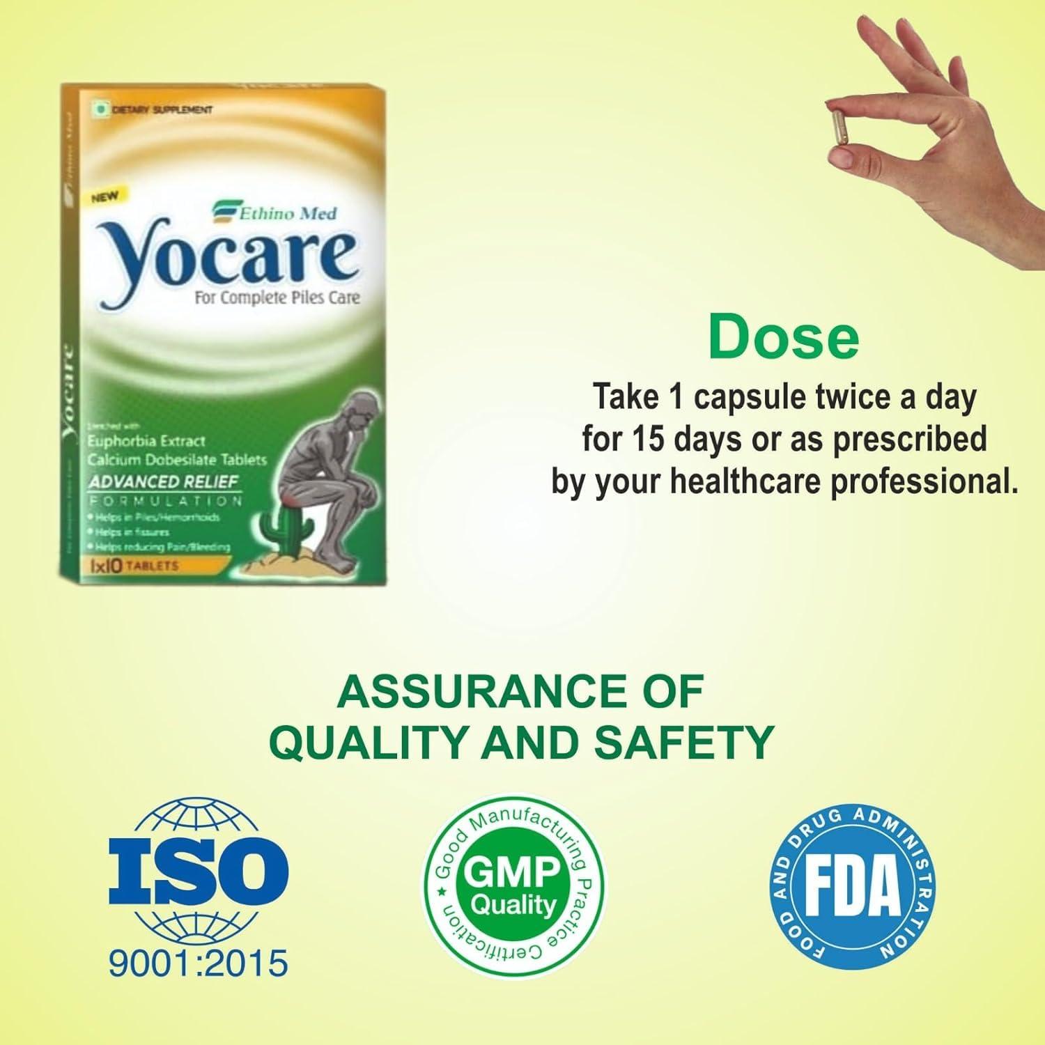 YOCARE YOCARE Piles Tablets For Piles Hemorrhoid Support Bavasir Fissure Fistula Inflammation & Rectum Fast Relieve In Bleeding Burning & Pain (Pack of 6)