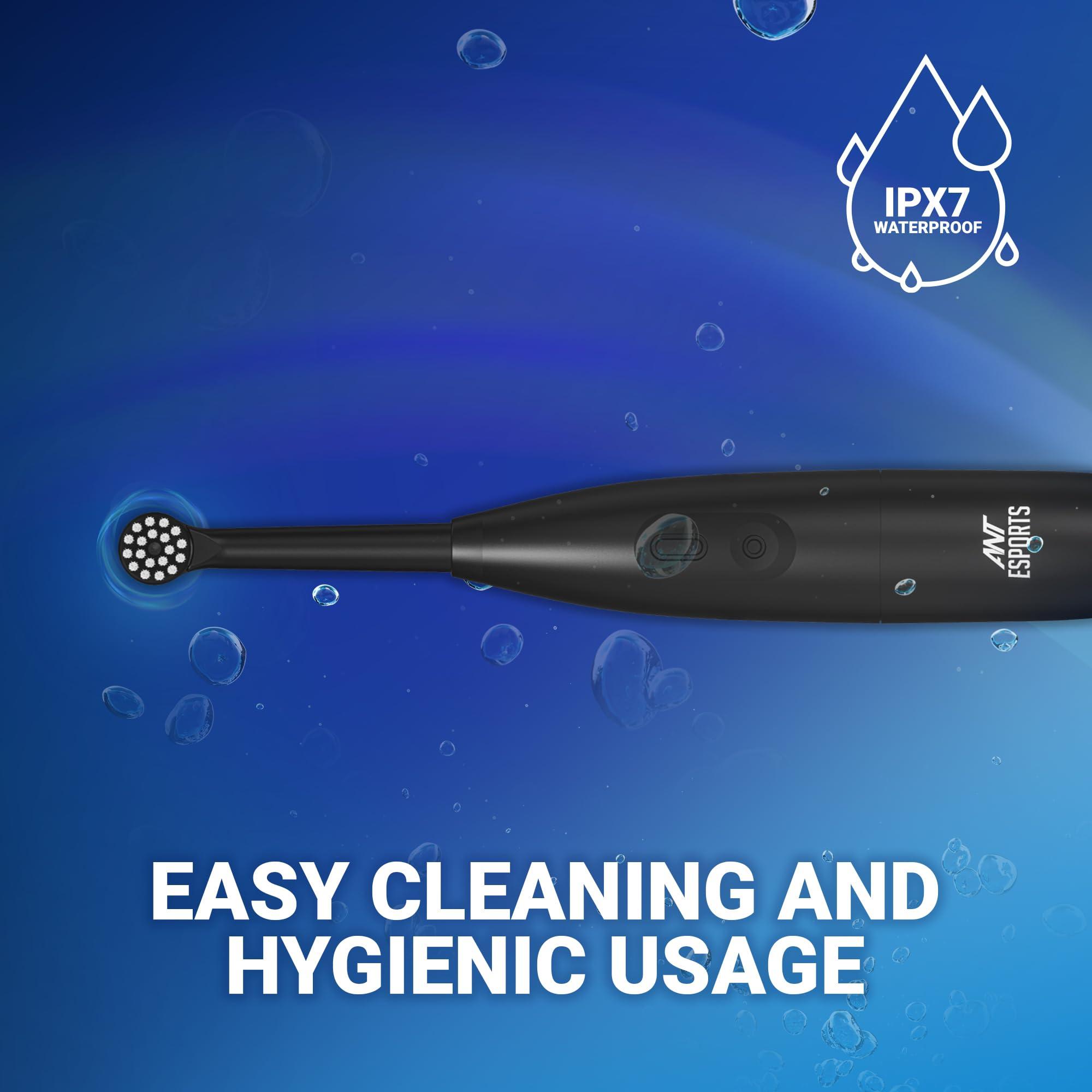 Ant Esports Ant Esports Alpha 360 Oscillation Electric Toothbrush with 2 Brush Heads, Sonic Toothbrushes 28,000 VPM, IPX7, Ergonomic Designs, last long for 40days - Black