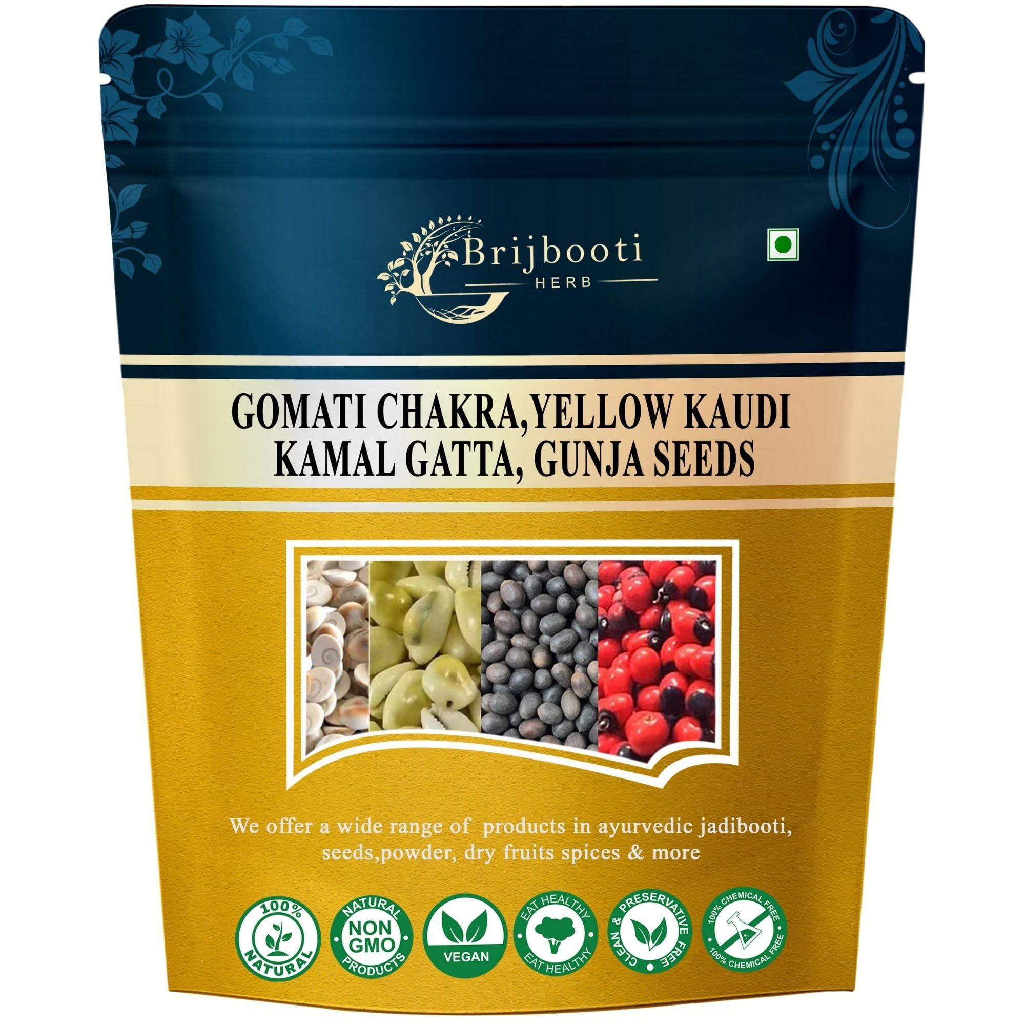 BrijBooti BrijBooti Combo Pack of Gomti Chakra - Pili Kaudi - Kamal Gatta - Gunja Seeds 11 Pieces Each for Lakshmi Pooja, Wealth & Luck
