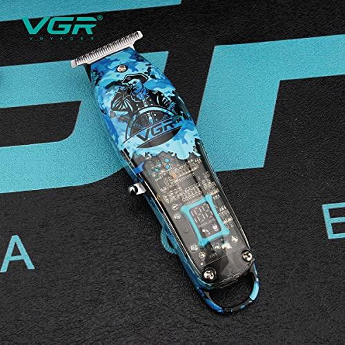 VGR VGR V-923 Professional Electric Hair Clipper with Digital LED display Beard Trimmer for Men, 150 min Runtime and 3 Guide combs (Black)