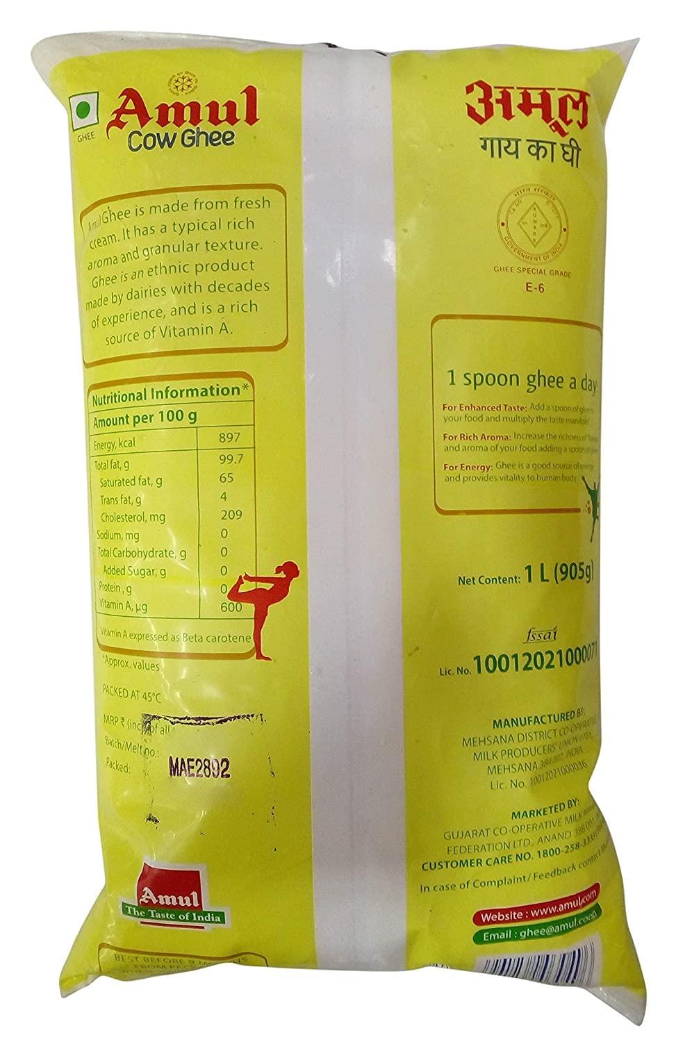 Amul Amul Cow Ghee, 1L Pouch