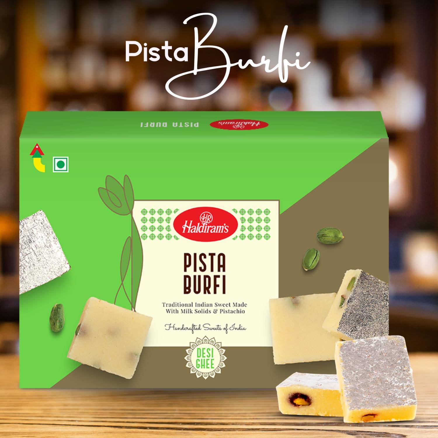 Haldiram's Haldiram\'s Special Pista Burfi 400 g X 2 | Fresh Indian Traditional Mithai | Burfi Sweets | Indian Sweets | Finest Pistachios | No Added Colours or Preservatives | Pista Barfi | Festive Sweet Gift Box