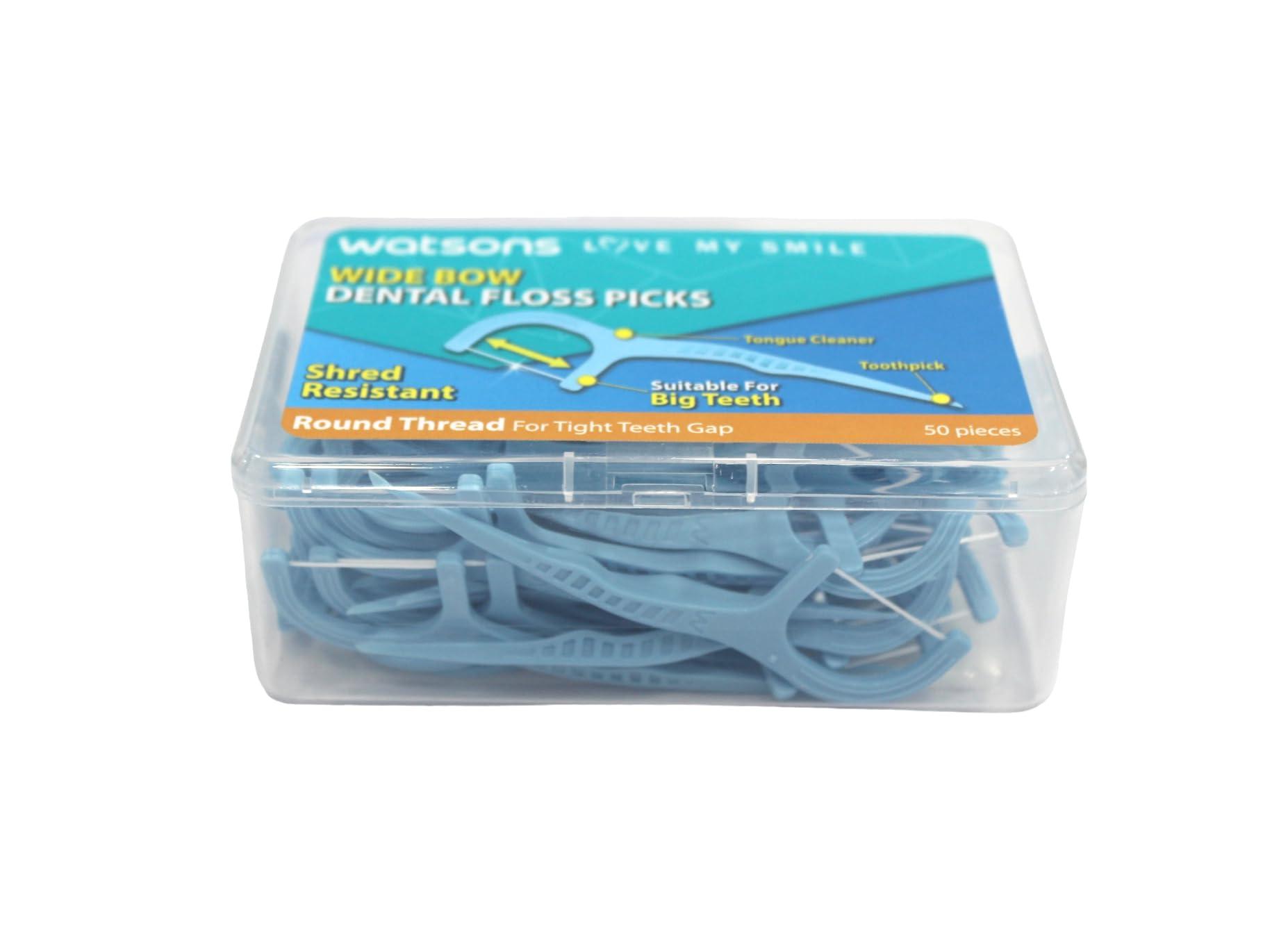 Watsons Watsons Dental Floss Round Thread SHRED RESISENT Wide Bow 50 Picks