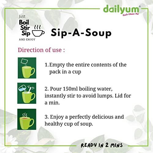 dailyum Dailyum Instant Soup Combo |Manchow Sip-a-Soup Pack Of 6 | Instant Hot & Sour Sip-a-Soup Pack Of 6 | Crispy Fried Noodles 200 Gram | Combo Pack |100% Natural | No MSG