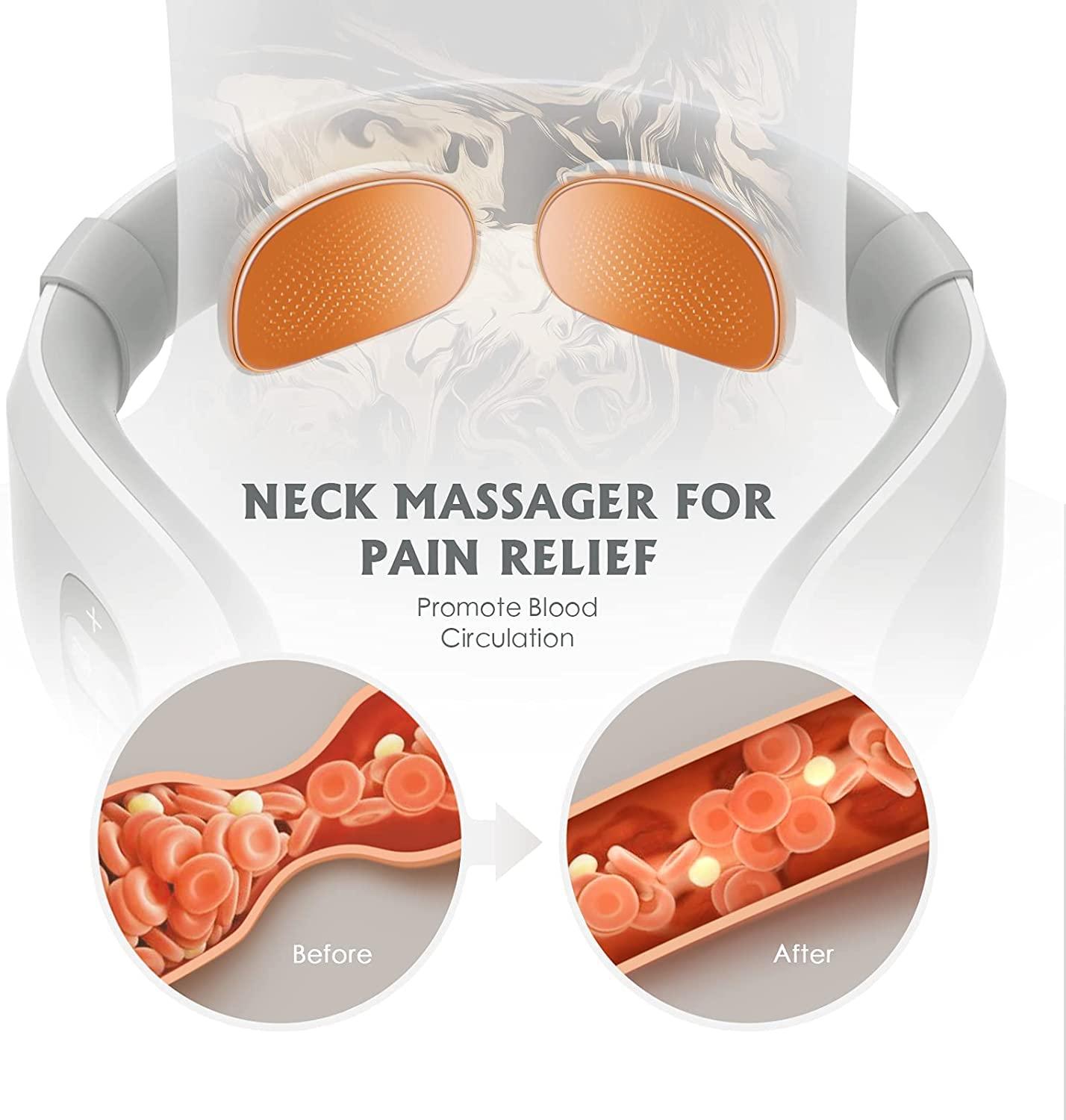 HOUZAIDE WORLD OF WELLNESS & CARE HOUZAIDE WORLD OF WELLNESS & CARE Electric Pulse Neck Massager for Neck Pain relief, Cervical Pain Relief Massager With Heat & TENS pulse ,Rechargeable Deep Tissue Massager, Father\'s Day gift option