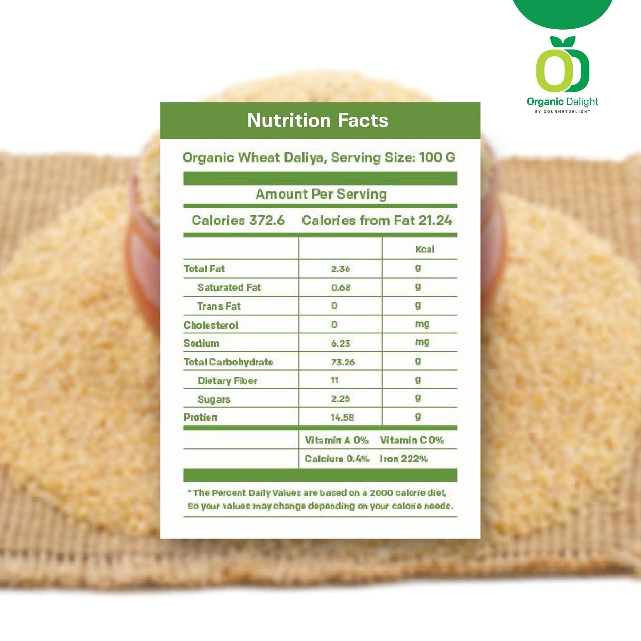 Organic Delight Organic Delight Wheat Daliya with High Fiber & Protein, Crushed Wheat Thuli for Used in Light Breakfast, Broken Wheat Gehu/Multi Grain Dalia (500g)