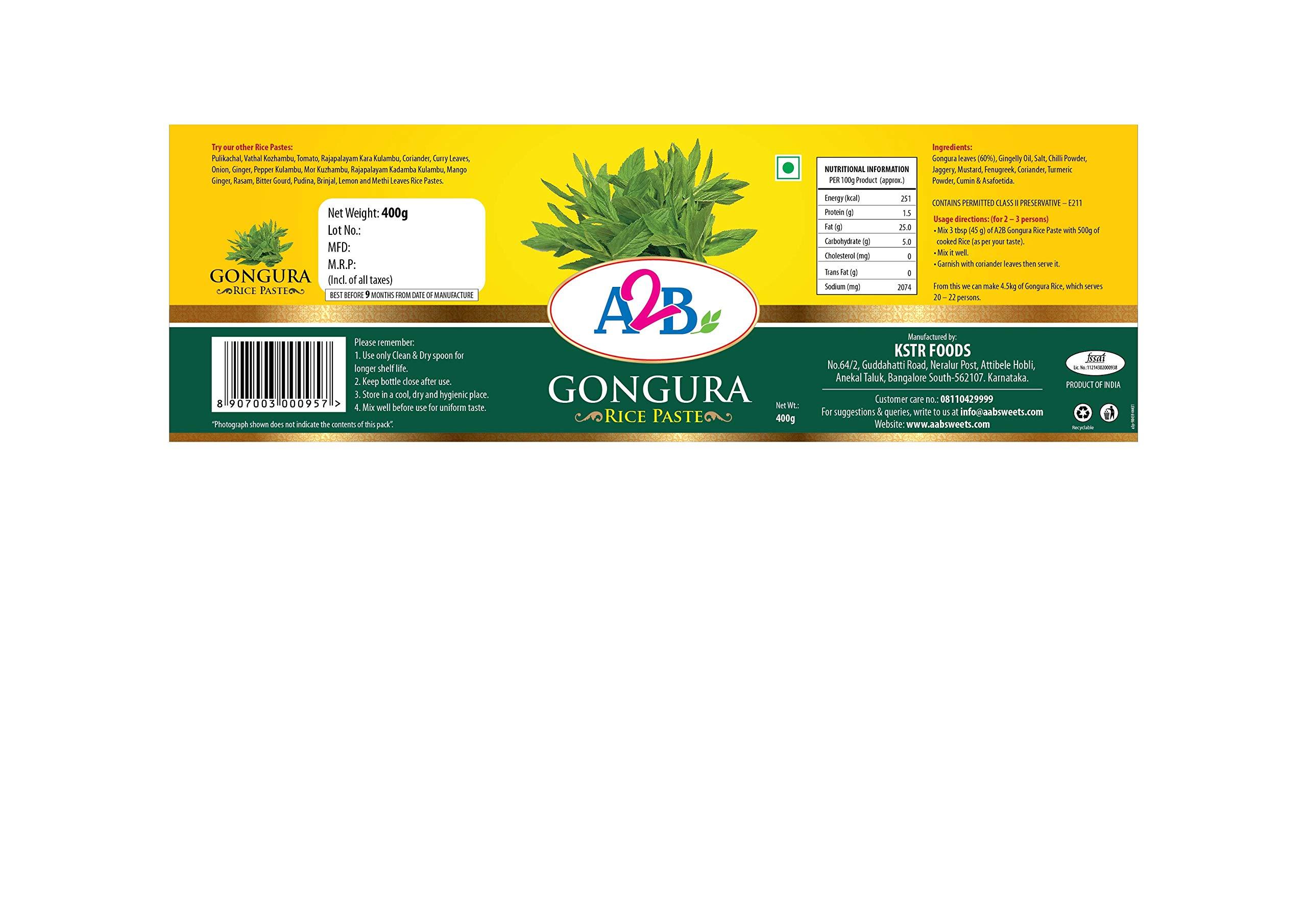 Adyar Anand Bhavan Sweets and Snacks Adyar Anand Bhavan Sweets and Snacks A2B Pulikachal 400 g, Rajapalayam Kara Kozhambu 400 g, Gongura 400 g Rice Paste Combo Deal