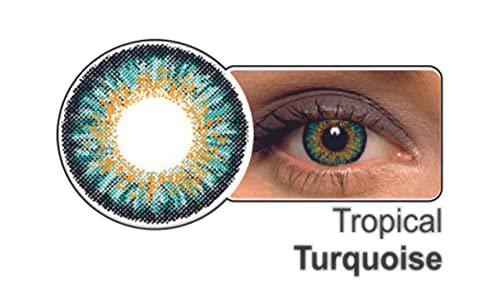 CELEBRATION COLORS Celebration Color Yearly Coloured Contact Lenses 1 Pair (Tropical Turquoise,-2.50)