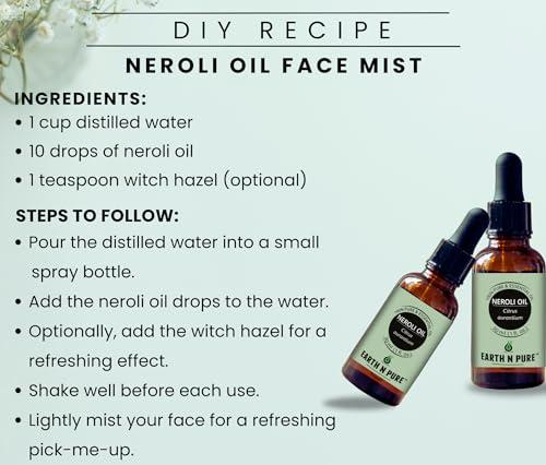 EARTH N PURE Earth N Pure Neroli Essential Oil (Mogra Oil) Natural and Therapeutic Grade with Glass Dropper 15 ml