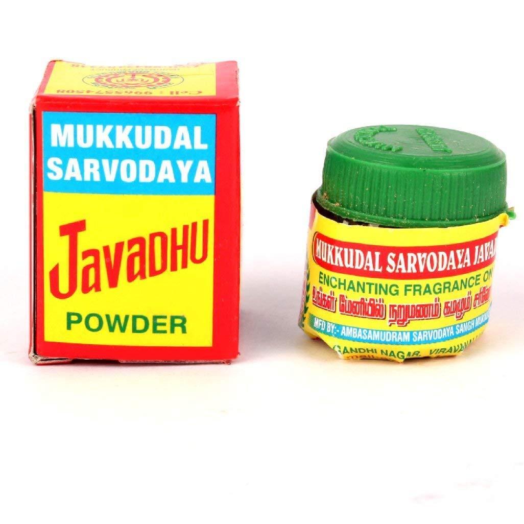 SAARA SAARA Javadhu Powder 10g (Mukkudal Sarvodaya Javadhu) for Cloth,Body & Pooja (5 Nos X 2g )