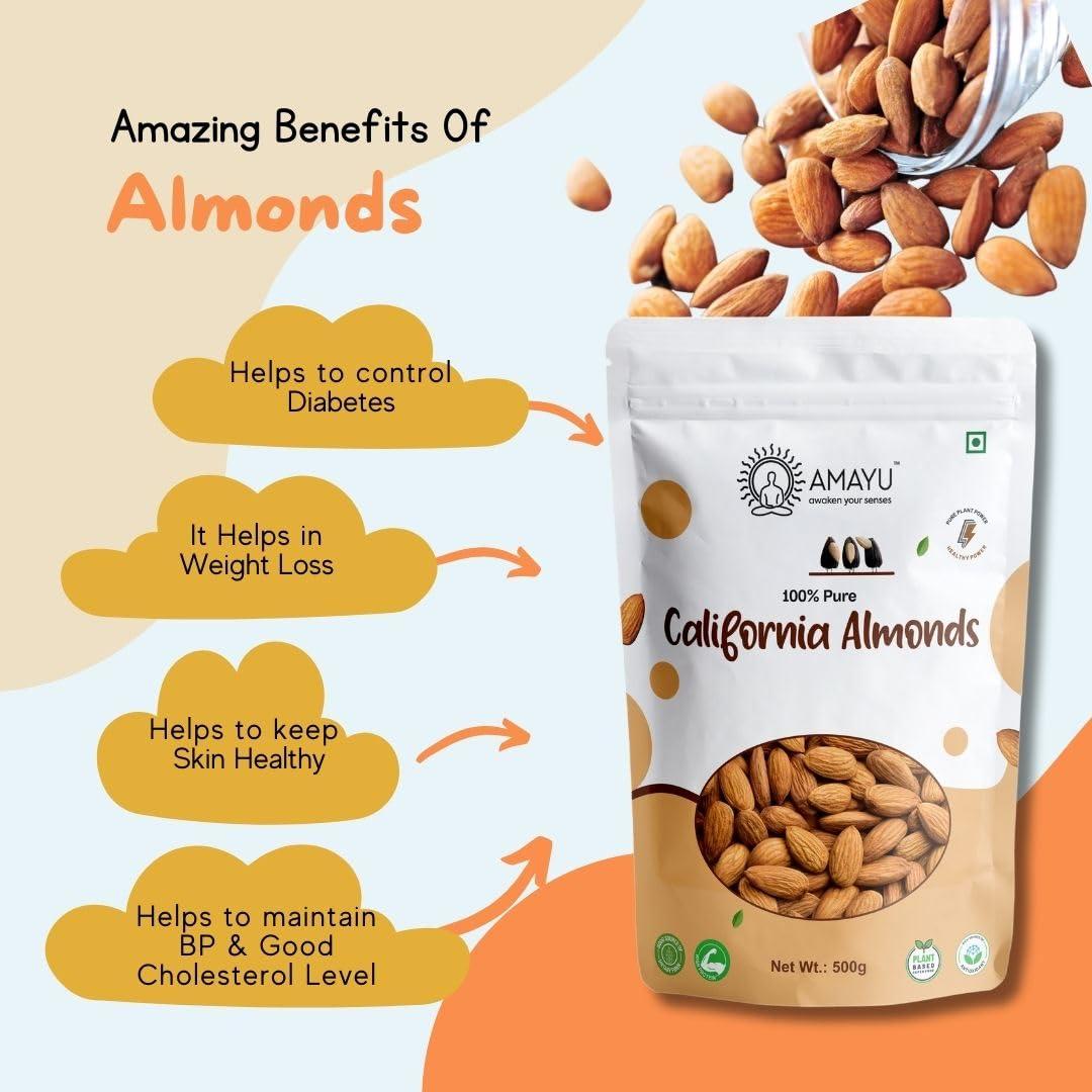 AMAYU AMAYU California Almonds Badam Giri (500 g)