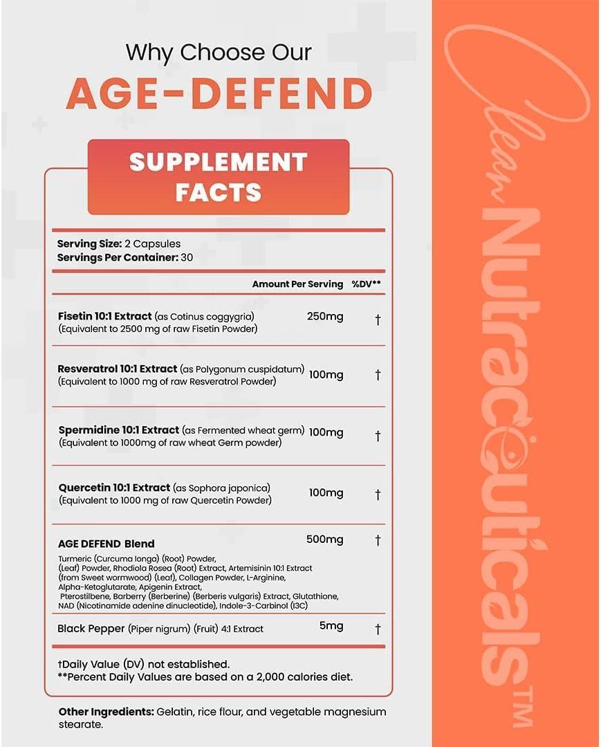 DESOFICON Fisetin 2500mg Quercetin 1000mg Resveratrol 1000mg with Spermidine Wheat Germ Extract 1000mg - Health Supplement for Adults Longevity with Berberine, Collagen, Rhodiola, Apigenin