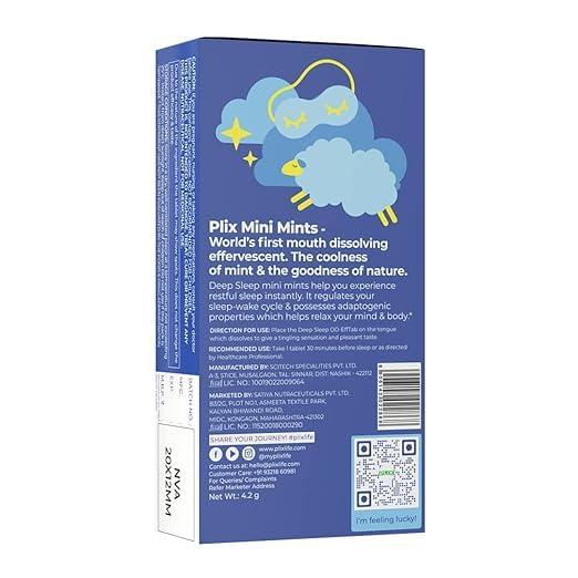 PLIX - THE PLANT FIX PLIX - THE PLANT FIX Melatonin Deep Sleep Oral Dissolving Mini Mints Effervescent Supporting Restful Sleep Tablet| Non Habit Forming | Melatonin And Jatamansi Extracts (5Mg) | Pack Of 3, 30 Mints