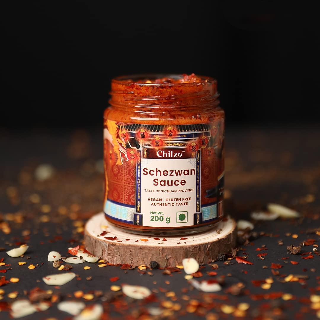 Chilzo Chilzo Schezwan Sauce (200 Gm) | No Sugar | No Msg | No Artificial Flavors/Colors | Made With Real Ingredients| Vegan | Gluten Free
