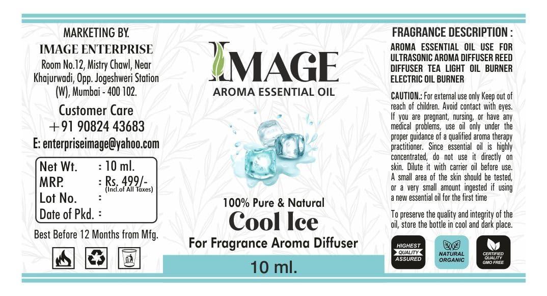 IMAGE ENTERPRISE Image Enterprise Diffuser Aroma Essential Oil Used for Air Electric Revitalizer Machine Use Home Office washroom Indoor & Outdoor (Cool Ice, 10ML)