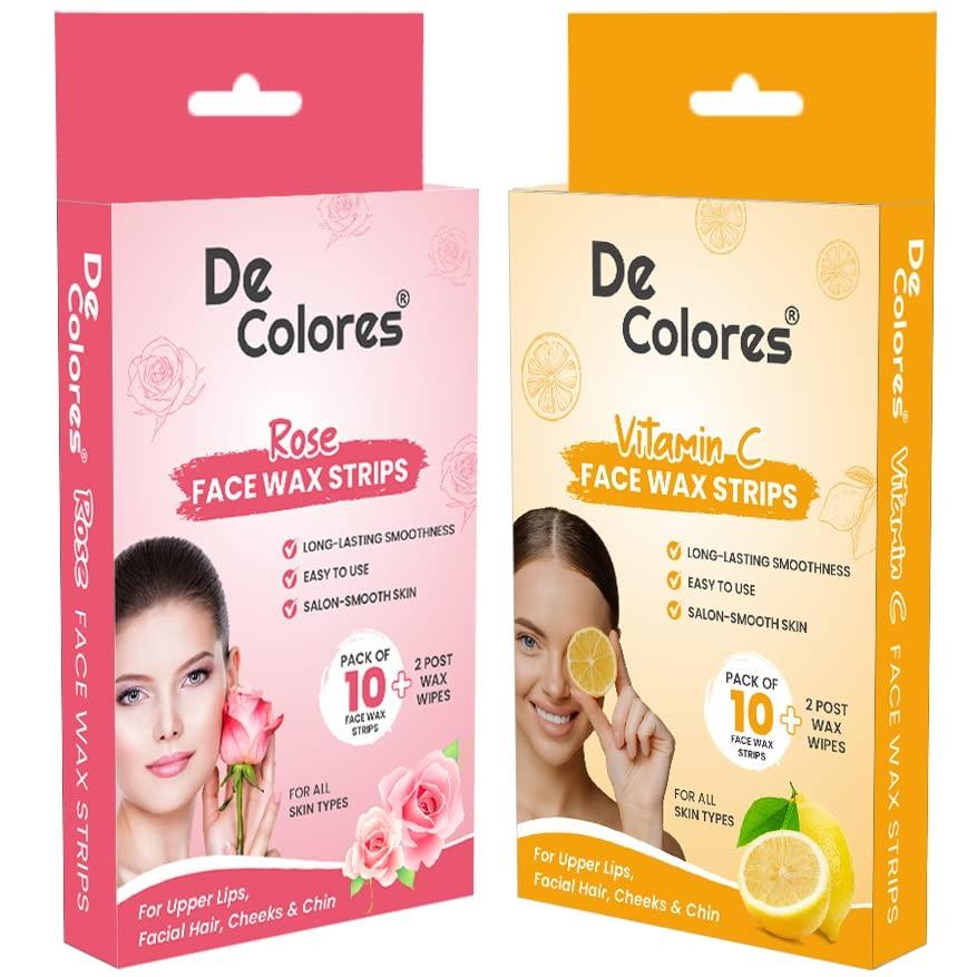DE COLORES DE COLORES Facial Wax Strips For Women - 2X10 Strips - Upper Lips, Chin, Fingers & Toes\" - 2 Count