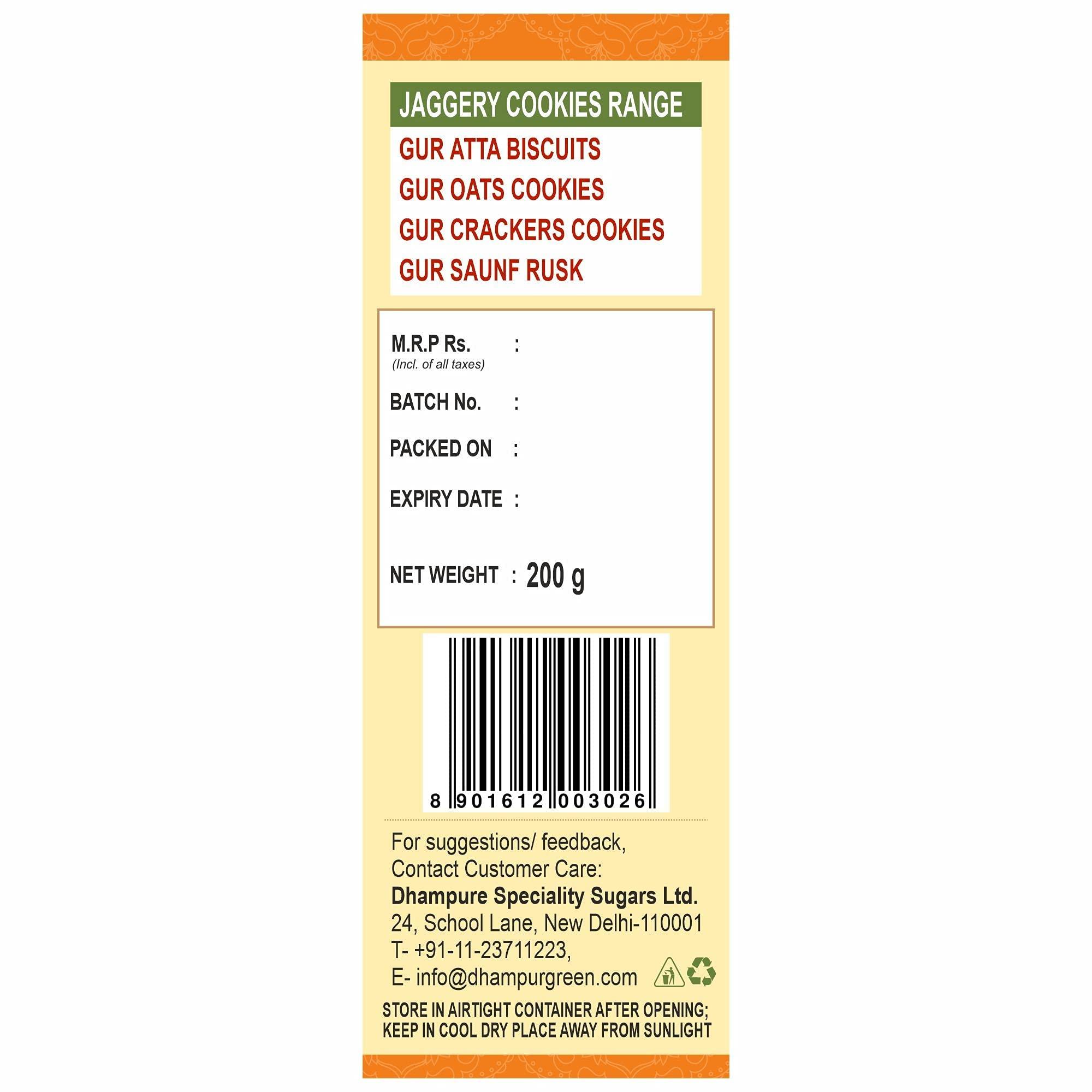 Dhampure Speciality Dhampure Speciality Jaggery Gur Til Cookies Biscuit, 400G(2 X 200G)| Gur Gud Bakery Cookies Biscuit, Healthy Snacks