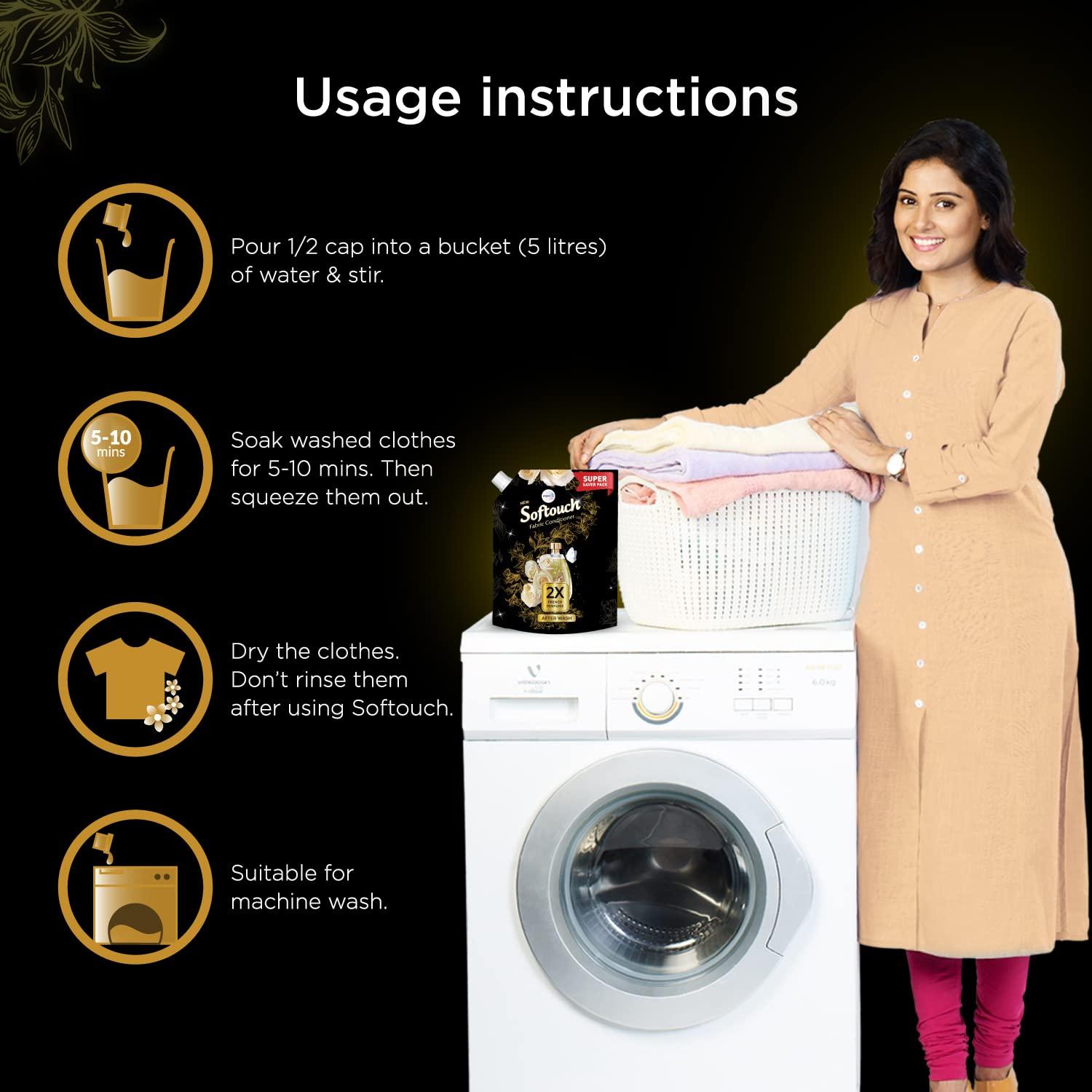 SofTouch SofTouch 2X French Perfume Fabric Conditioner 2 Litres, Liquid (Pack of 2)