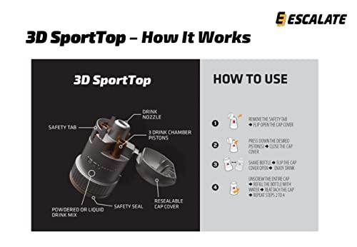 Healthn More Wellness... Vital Studio Escalate Sugar Free Energy Drink | Exotic Three Flavours | Performance Booster | Premium Pre-Workout Fuel | 100% Natural Plant Extracts | No Preservatives | for Athelets| 3 Caps( 9 Doses, 375ml Each)