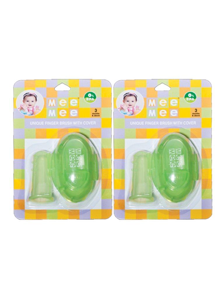 Mee Mee Mee Mee Finger Brush (Pack of 2, Green) for baby