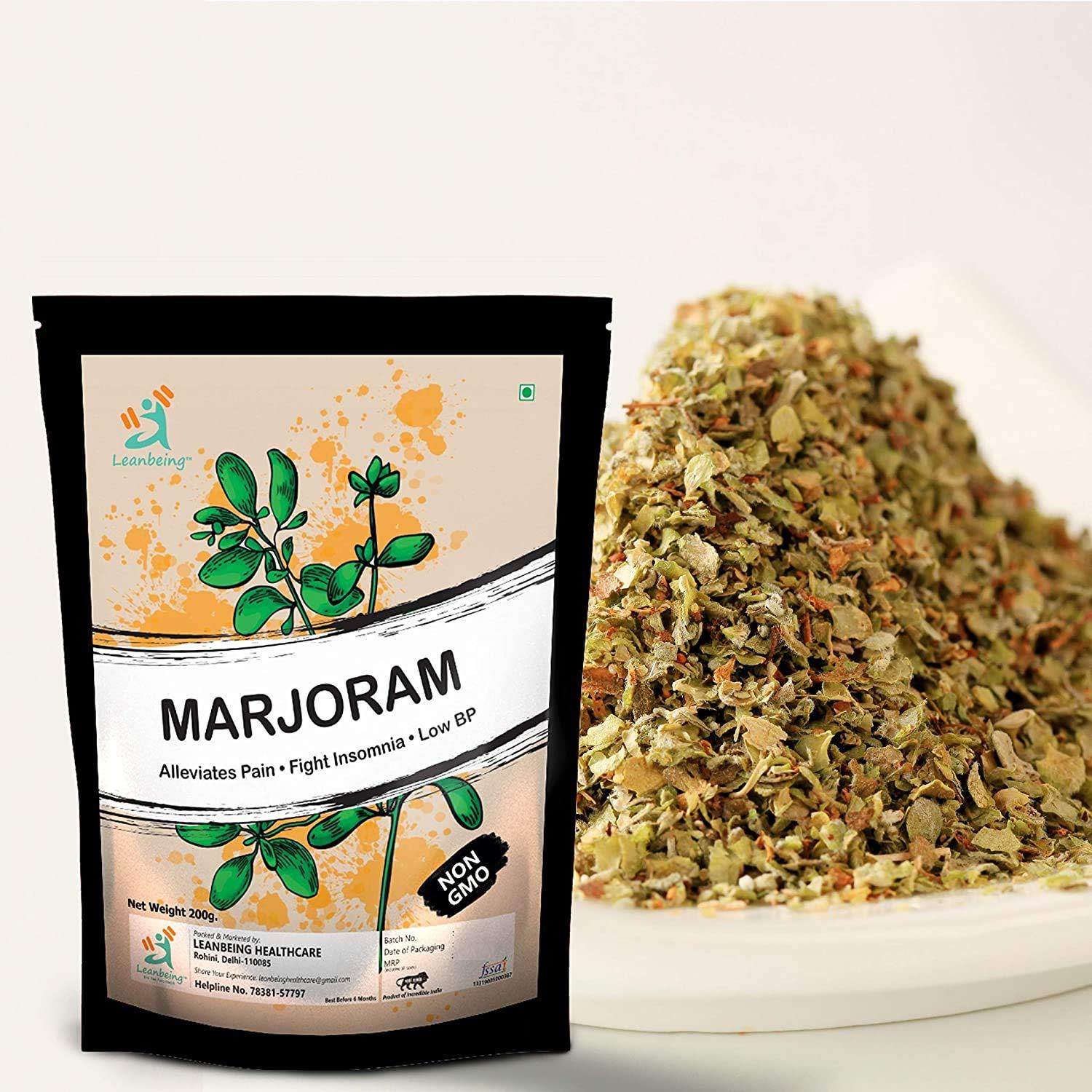 LEANBEING Leanbeing Marjoram 200Grm Turkish Dried Origanum Majorana Herb Leaves Leaf for Seasoning and Tea