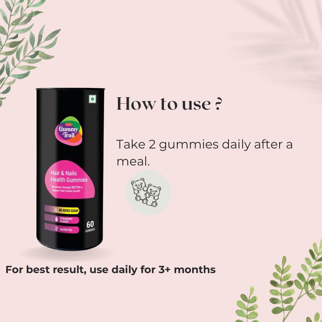 Gummy Trail Gummy Trail Combo of Date Bites and Hair & Nail Health Gummies | Strawberry Flavour Gummies Enriched with Biotin | Khajoor Bites Rich in Protein and Dietary Fibres | Combo of 60 Gummies + 15 Bites