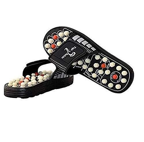 VK ELECTICAL VK ELECTICAL Yoga Paduka Leg Foot Massager Controlling Full Body Workflow and Circulation Acupressure Massage Slippers (Black, Free Size)