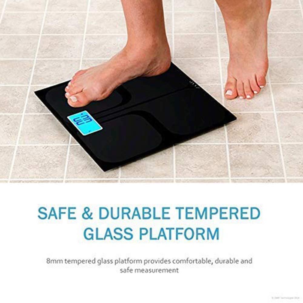 MCP Healthcare Digital Bathroom Personal Human Body weight Scale Digital Electronic 6mm Black Weighing Scale (Black)
