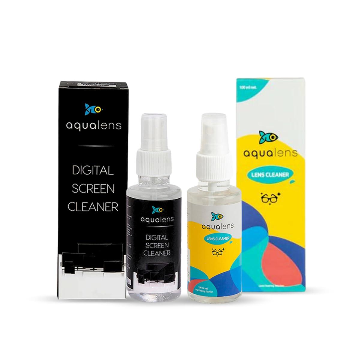 AQUALENS CONTACT LENSES Aqualens Spectacle Lens cleaner 100ml for Specs + Digital lens Cleaner for Laptop/Screen 100ml