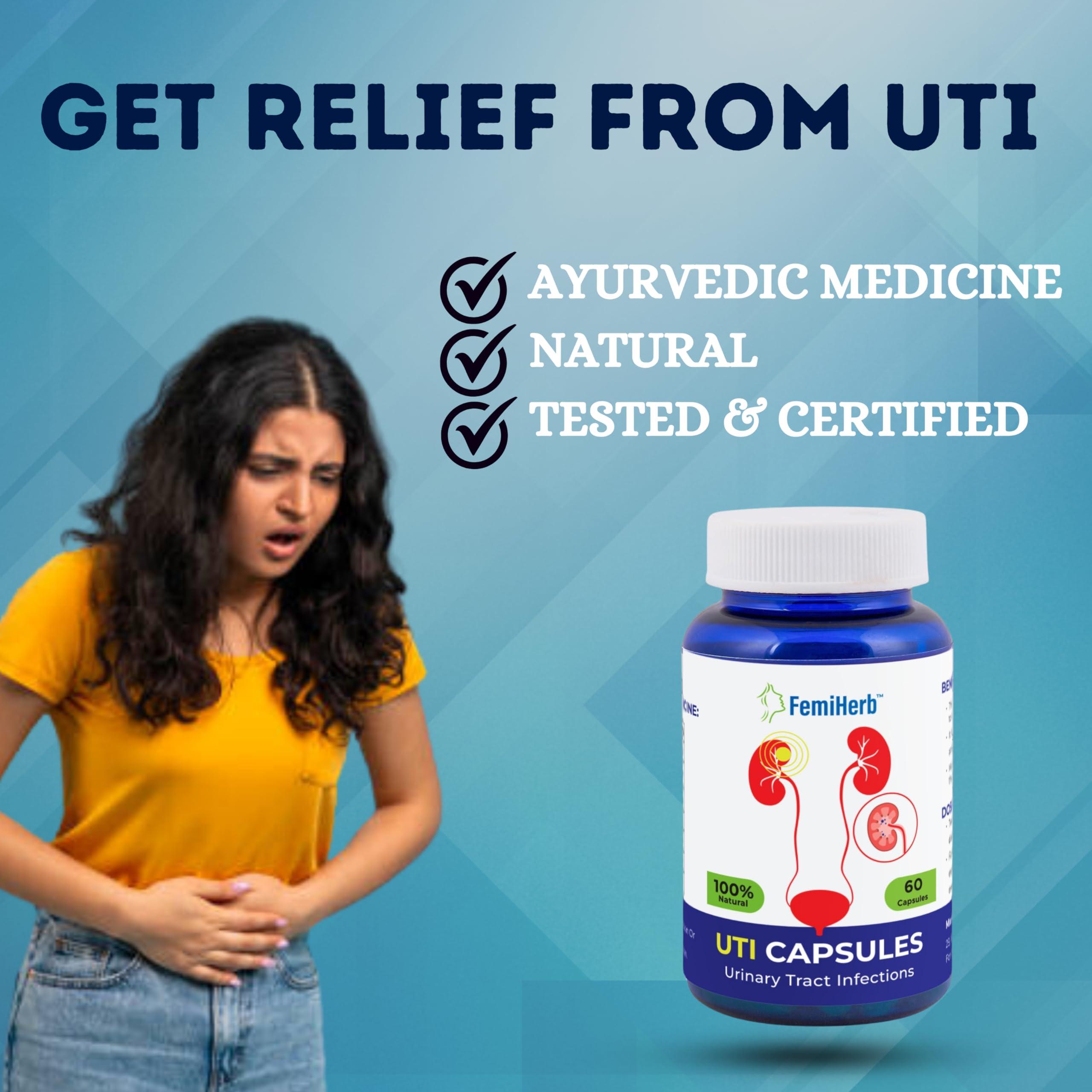 FEMIHERB Femiherb UTI 120 Capsules |Urinary tract infection treatment | Probiotic for Urinary tract Infection | Organic Solution | 100% Natural Product